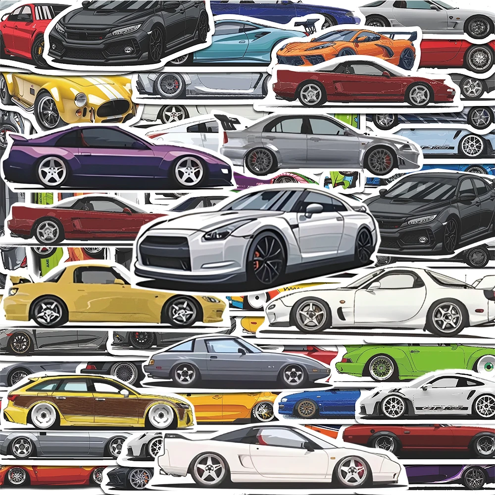 

10/30/70pcs JDM Retrofit Racing Car Graffiti Stickers for Laptop Suitcase Motorcycle Phone Cool Kids Sticker Toys Gifts