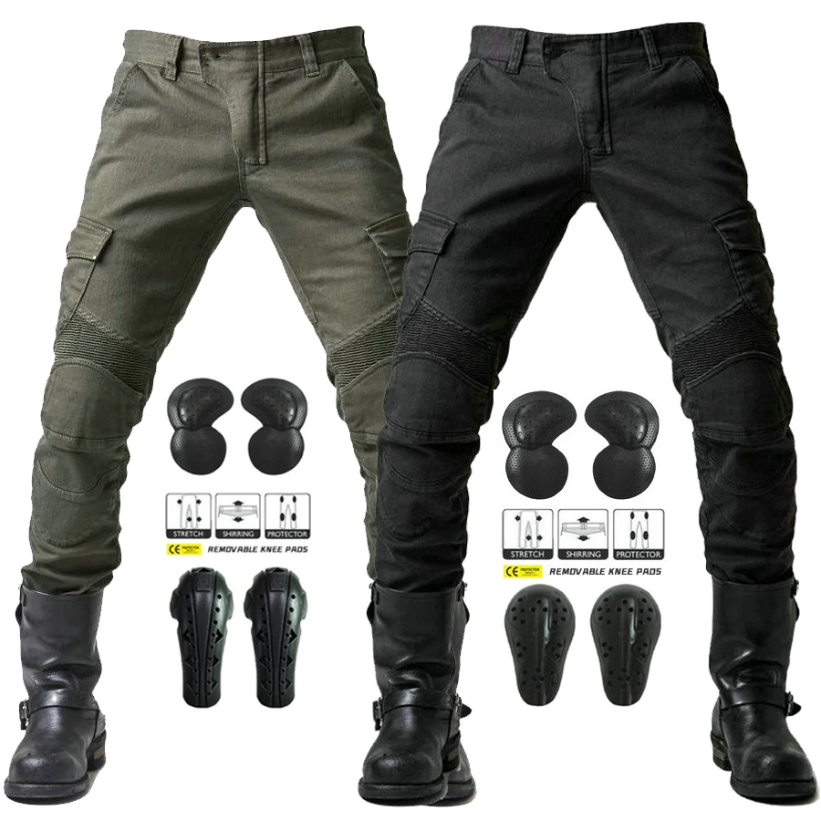 2026 New Motorcycle Black Men Jeans Upgrade Extension Protector Detachable Racing Road Rider Four Seasons Casual Fashion Pants