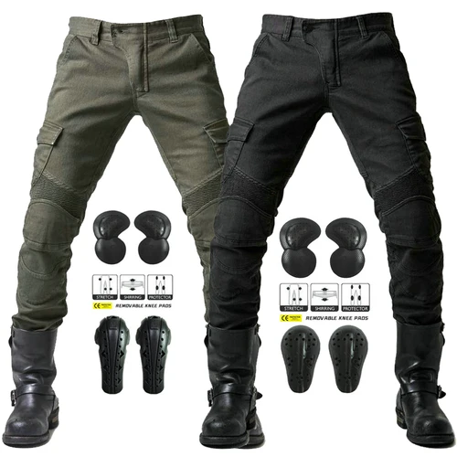 2025 nueva motocicleta pantalones vaqueros negros para hombres Protector de extensión mejorado desmontable Racing Road Rider cuatro estaciones pantalones casuales de moda