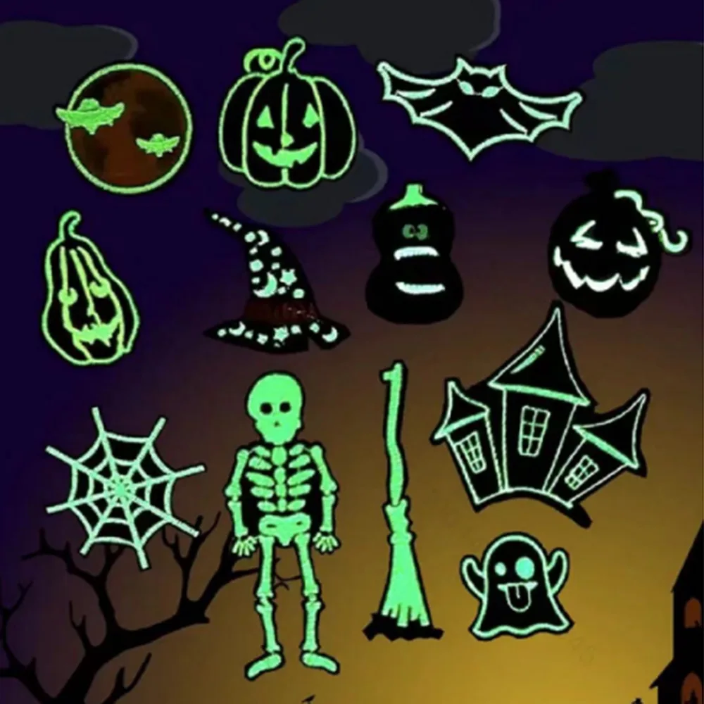 Glow In The Dark Halloween PVC Shoe Charms Pumpkin Ghost Skeleton Bat Clog Shoe Decor DIY Accessories