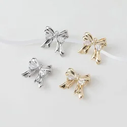 4PCS 20*21mm 14k Gold Plated Bow Necklace Pendant Charms for Jewelry Findings Making DIY Hand Made Brass Zircon Accessories