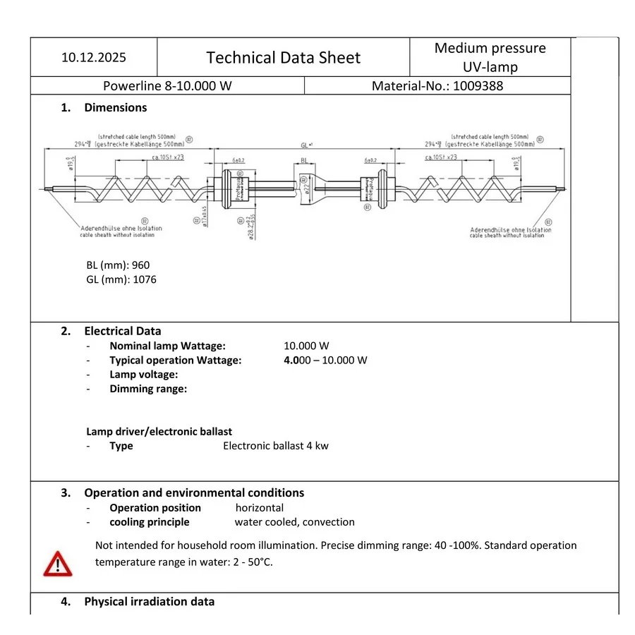 

Prominent uv lamp 1009388 for powerline 10kw water system
