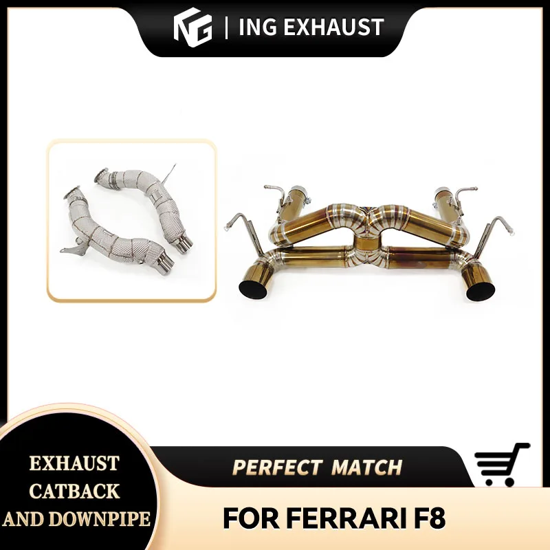 

for Ferrari f8 3.9T no Valve no Muffler ING full Exhaust System Titanium Alloy Material High Flow catback+downpipe