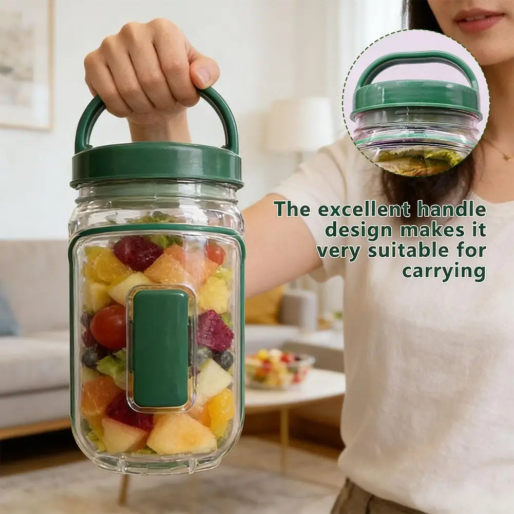 Leakproof Plastic Salad Box with Side-Opening Cover Portable Breakfast Fruit Storage Cup for Picnic Home Office view 2