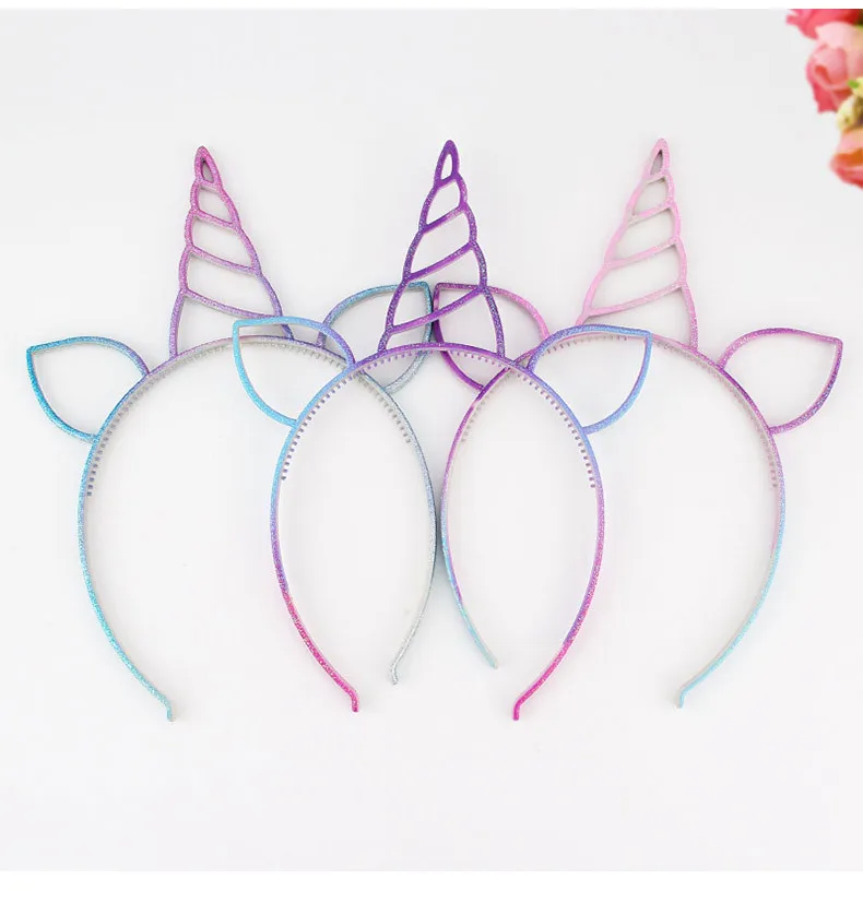 6pcs Painted colorful unicorn headband, ABS bright pink hair band, female holiday headwear, ear hair accessories