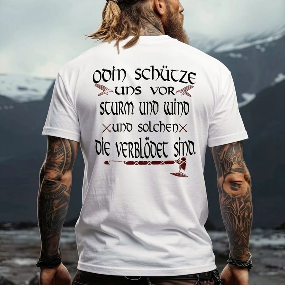 Viking Premium T-Shirt Featuring The Design Odin Summons Us Out of The Storm and Howling Winds Nordic Viking Apparel