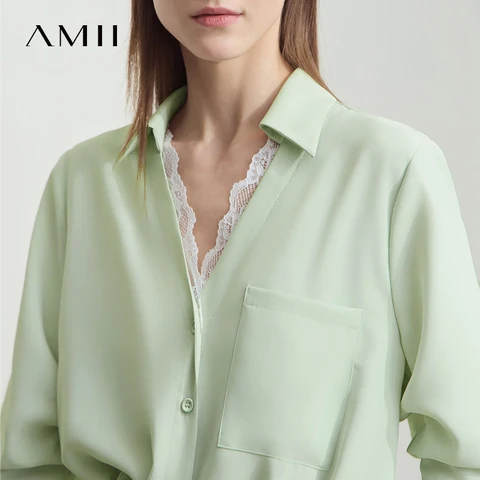 Женские летние блузки AMII Office Lady из полиэстера и хлопка