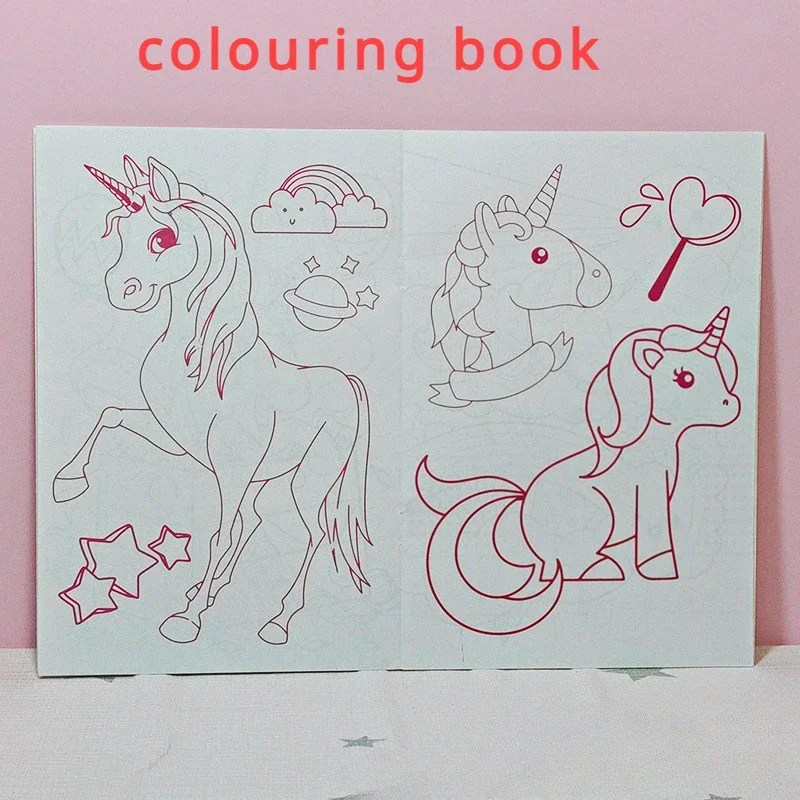 A5 Unicorn Horse Cartoon Coloring Book Kindergarten Graffiti Picture Book Children\'s Coloring Books for Kids Free Shipping Books