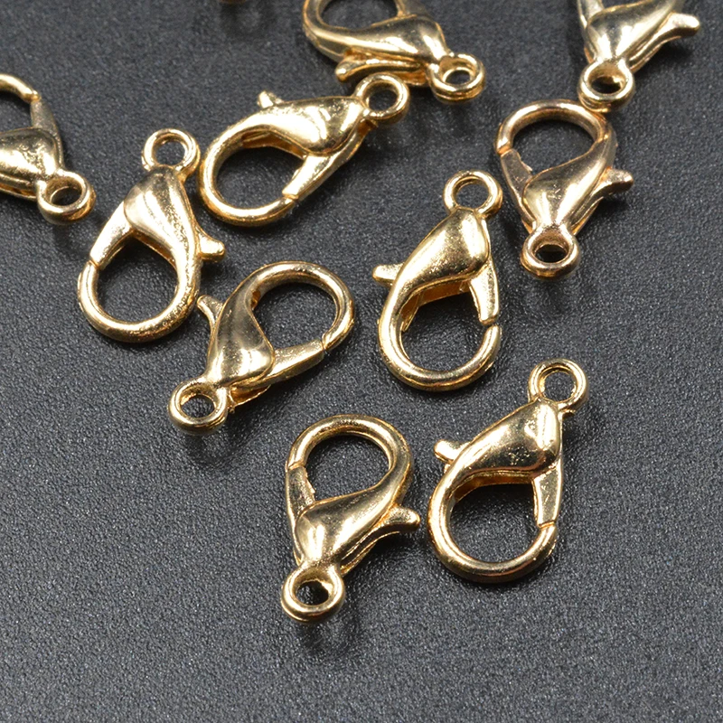 50pcs 12x6mm 10x5mm 14x7mm 16x8mmLobster Clasp Hooks For Necklace Finding Metal Alloy End Clasps Connectors For Jewelry Making