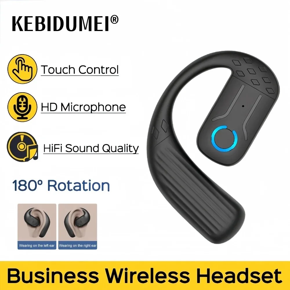 180° Rotation Bluetooth 5.4 Wireless Business Headset With Mic Ear-hook Touch Control Sports Hifi Earphone for Huawei Xiaomi