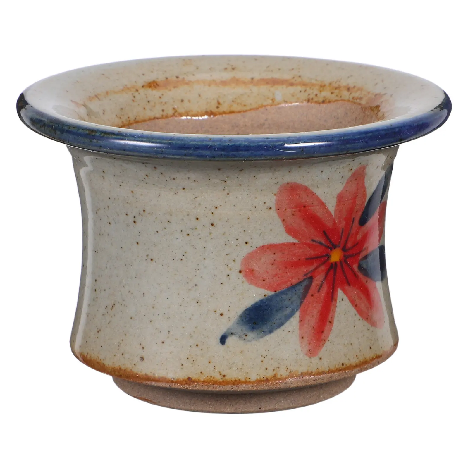 Small Vintage Ceramic Succulent Planter Hand-Painted Rustic Flower Pot for Indoor Outdoor Decorative Bonsai Container