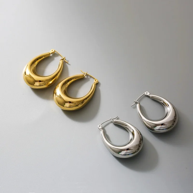 316L Stainless Steel New Fashion Fine Jewelry Minimalist Style Lightweight Hollow Droplet  U-Shaped Stud Earring For Women Gifts