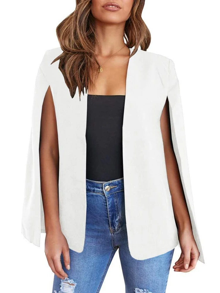 Spring and autumn leaderless design cape suit jacket office casual loose top cape collar open sleeve cape new women\'s jacket