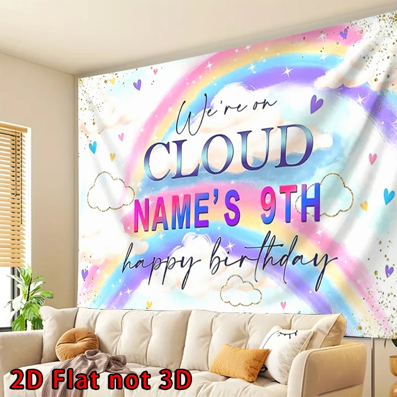 2D 플랫 배너, 1pc 맞춤형 이름 사용자 정의-편집 가능한 텍스트, 다양한 파티 행사용, 90.5x70.8인치 폴리에스테르 배너