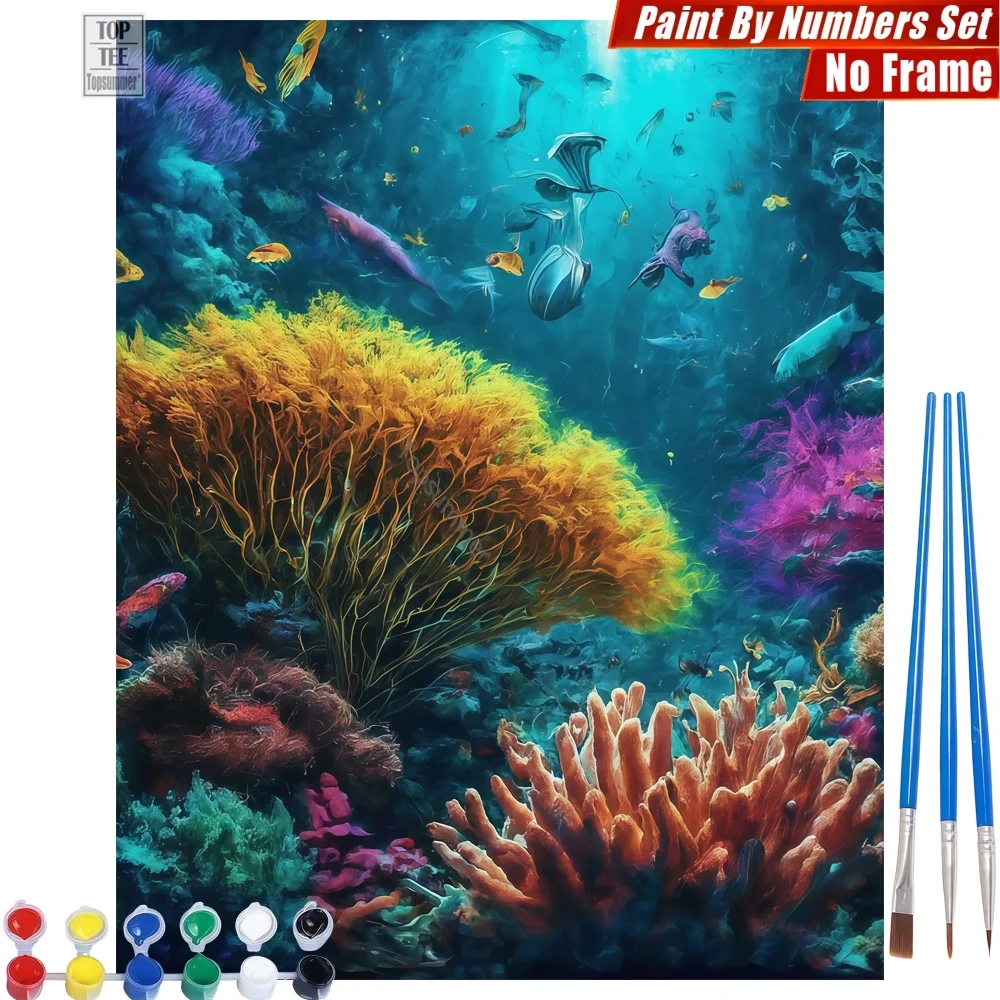 

Набор для рисования по номерам «Красочный подводный мир» — Яркий декор для дома с изображением подводных кораллов, подарок на Хэллоуин для соседа