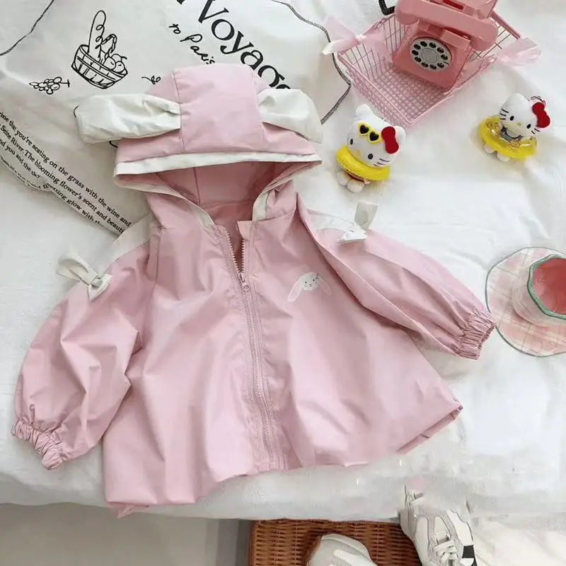 

Girls' Outerwear Children's New Style Spring and Autumn Fashion Hooded Top Girl Baby Trench Coat Kids Clothing