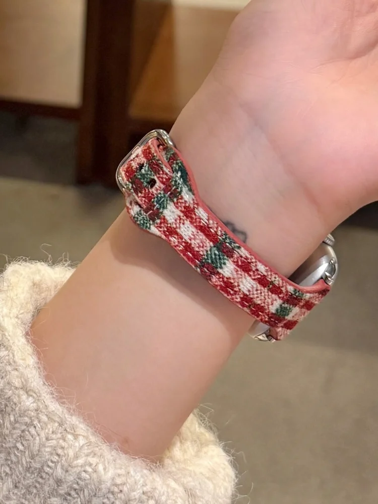 Retro Woolen Leather Band For iWatch Ultra 11 10 9 8 7 6 5 Se 4 Christmas Strap For Apple Watch 40mm 41mm 42mm 44 45mm 46mm 49mm