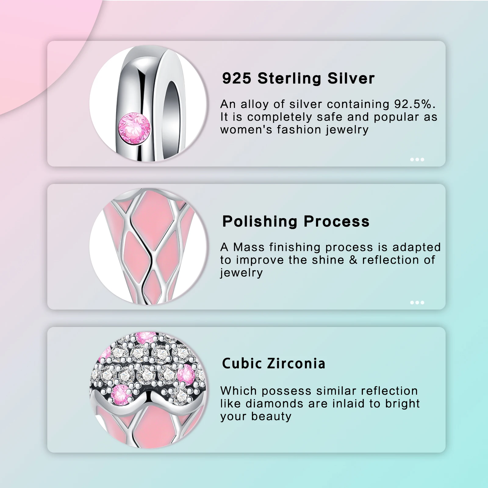 925 فضة قلادة Charm للنساء ، زهرة باقة ، الماس الوردي ، يناسب أساور باندورا الأصلي ، DIY بها بنفسك مجوهرات هدية