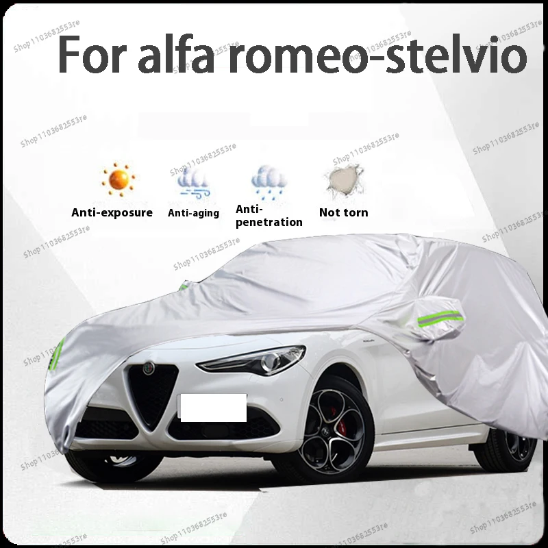 

For Alfa Romeo-Stelvio Fit Car Cover Waterproof, Dustproof, Sunshade (UV), Snowproof | Silve Full Cover with All-Day Protection