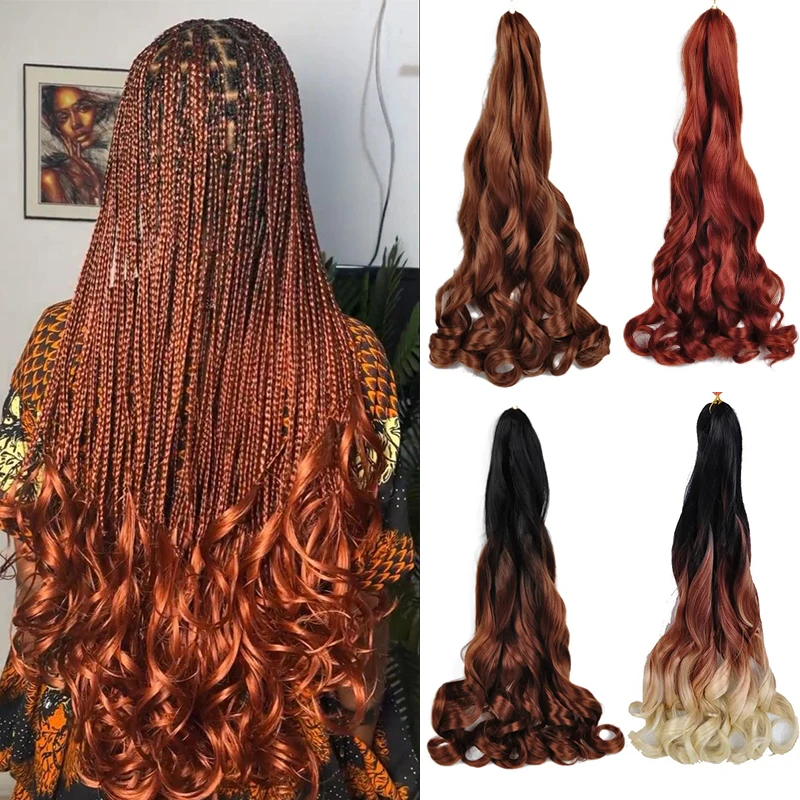 French Curls Crochet Braiding Hair Loose Wave Spiral Curl Braids Hair Extensions Pre Stretched Synthetic Braid Hair for Women