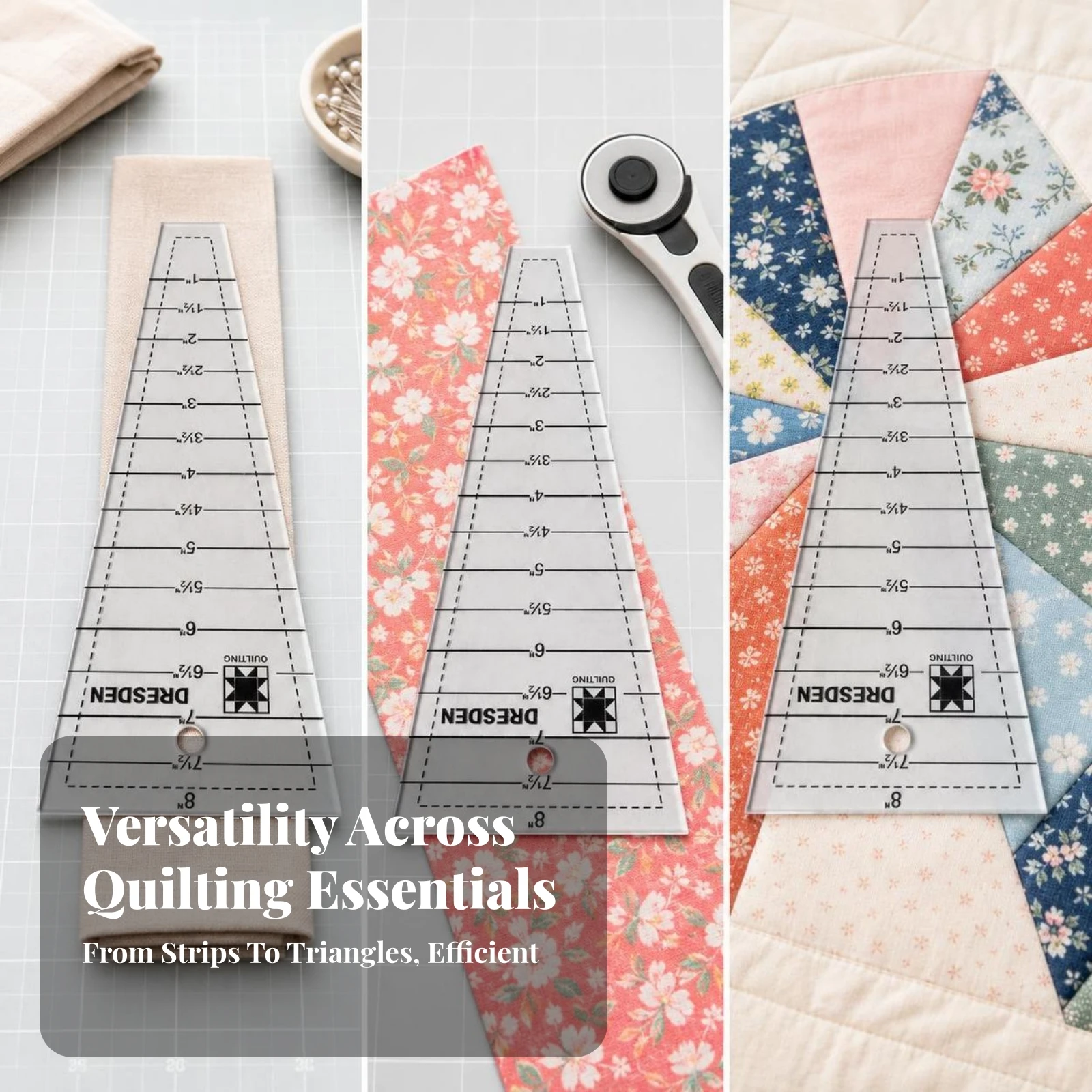 Triangle Quilting Ruler Accurate Triangle Quilting Template Acrylic Template Ruler Easy to Use Patchwork Rulers view 6