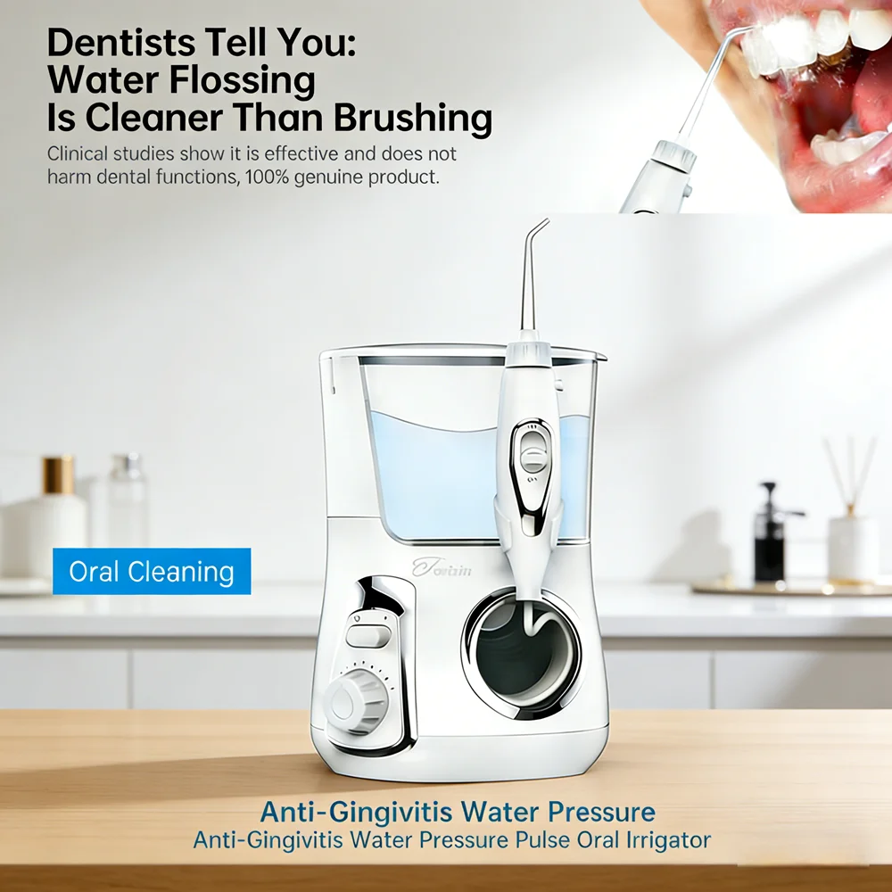 

Электрический ирригатор для полости рта 800 мл, 10 режимов, 5 насадок, настольный, для всей семьи