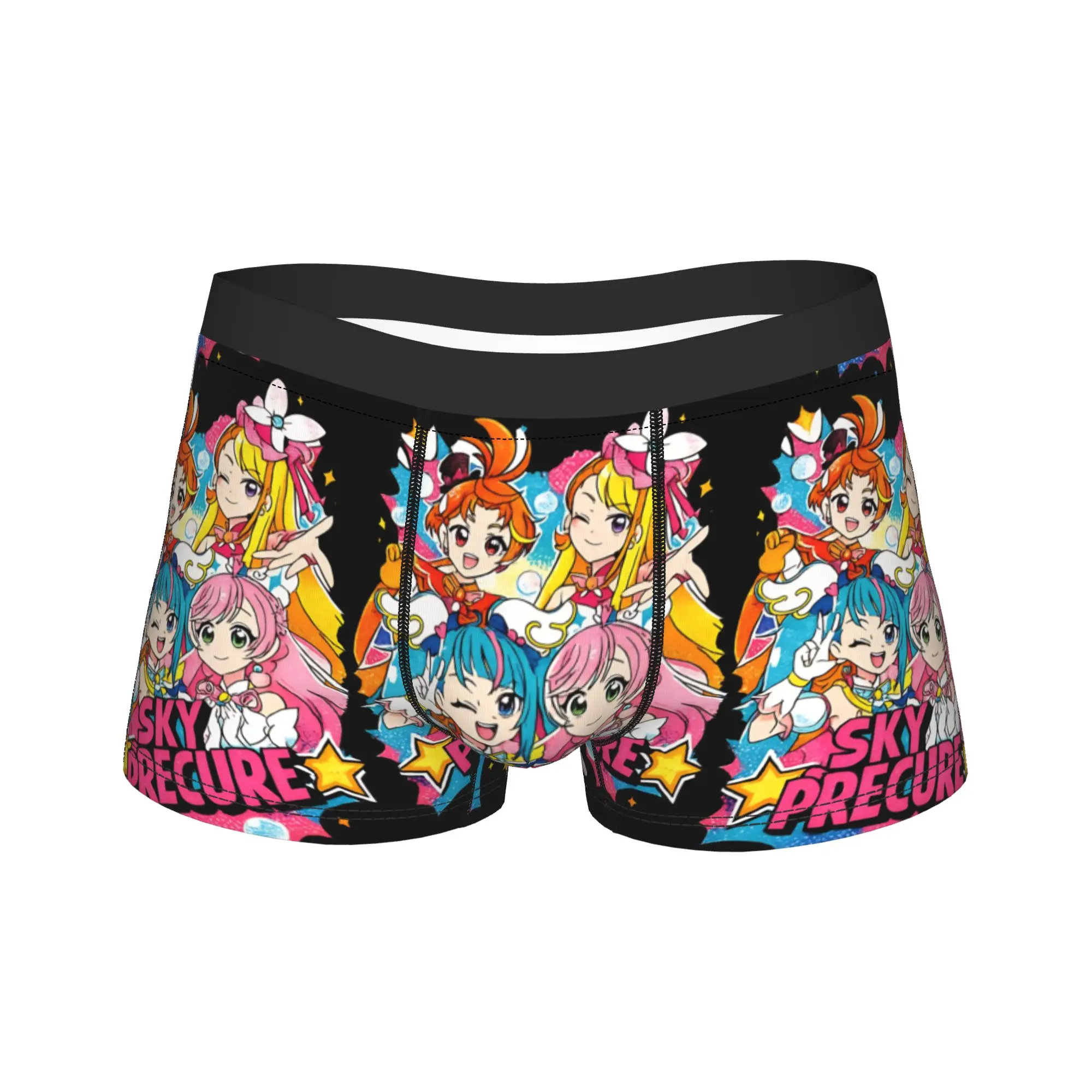 Sky Precure Four Girls Anime Poster Underwear  Novelty Underpants Printed Shorts Briefs For Men Pouch Plus Size Boxer Shorts
