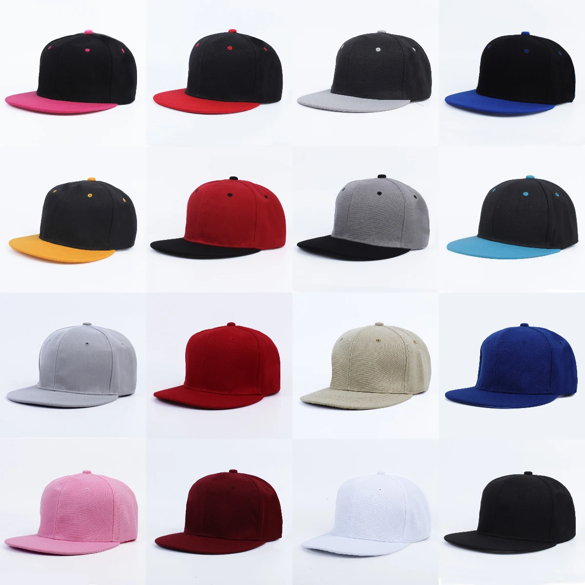 Contrasting Color Hip Hop Hat Versatile Breathable Sunshade American Flat Eave Baseball Hat Multi Color Options Sun Hat