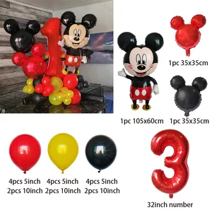 Disney-Mickey Mouse Foil Balloons, Número Balls, vermelho, preto, látex, aniversário, Baby Shower, Decoração do partido, 22pcs, conjunto, 32 12 principais vendas esfera de disney - №10