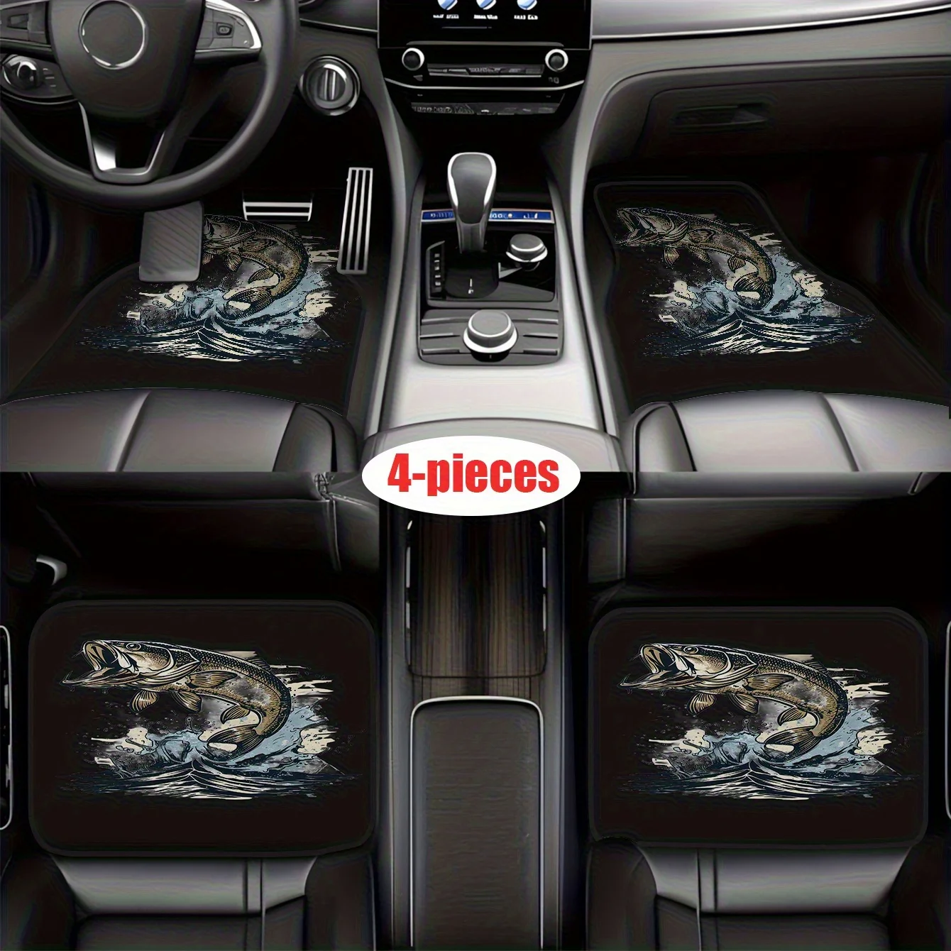 Lot de 4 tapis de sol pour l'intérieur de la voiture, grands, faciles à nettoyer, adaptés aux sièges avant et arrière, confortables pour toutes les saisons