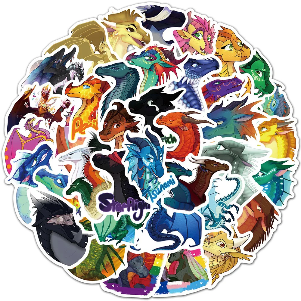 10/30/60PCS Wings of Fire Dragon Animal Cartoon Stickers DIY Laptop Luggage Skateboard Graffiti Decals Sticker for Kid Toys