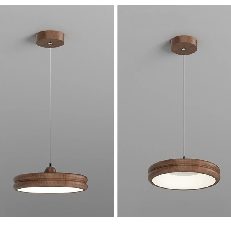 Walnut Restaurant Light for Medieval Wabi-Sabi Log Wind Creative Disc Design 2026 New Bar Bedside Chandelier Home Decor Pendant