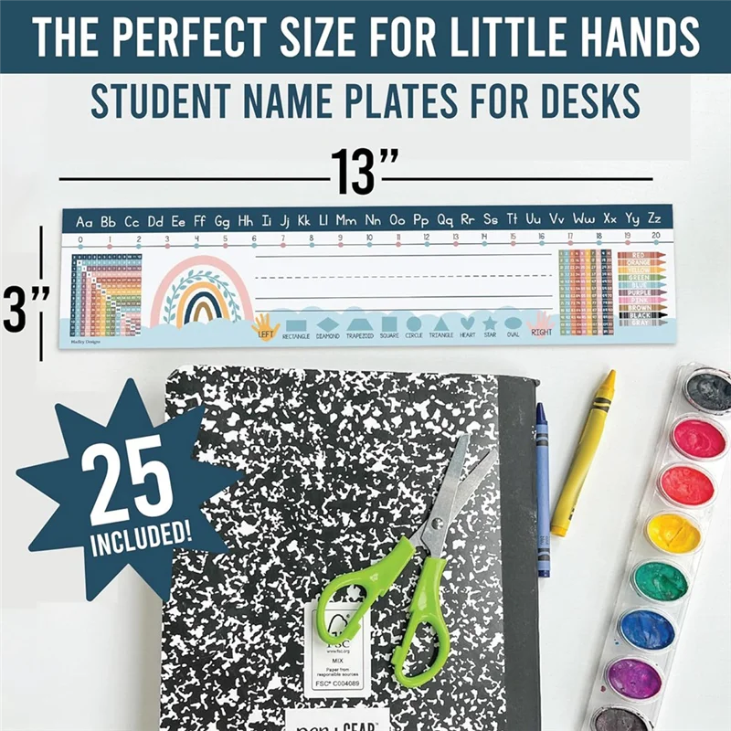 ABPP-25 Targa per insegnante Boho per scrivania in aula - Etichette con nome per scrivania Aula Asilo, Targhe con nome per scrivania per studenti