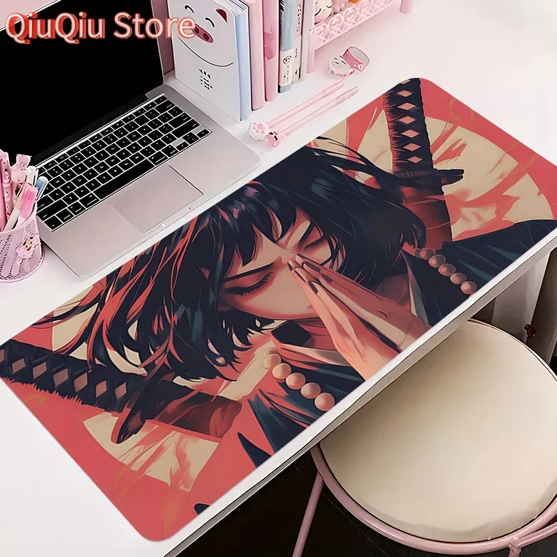 Mouse Pad Devil Oni Mask Gamer Anti-slip Anime Desk Mat Gaming PC Accessories Tablet Pad Large HD Mousepad Extended Keyboard Mat