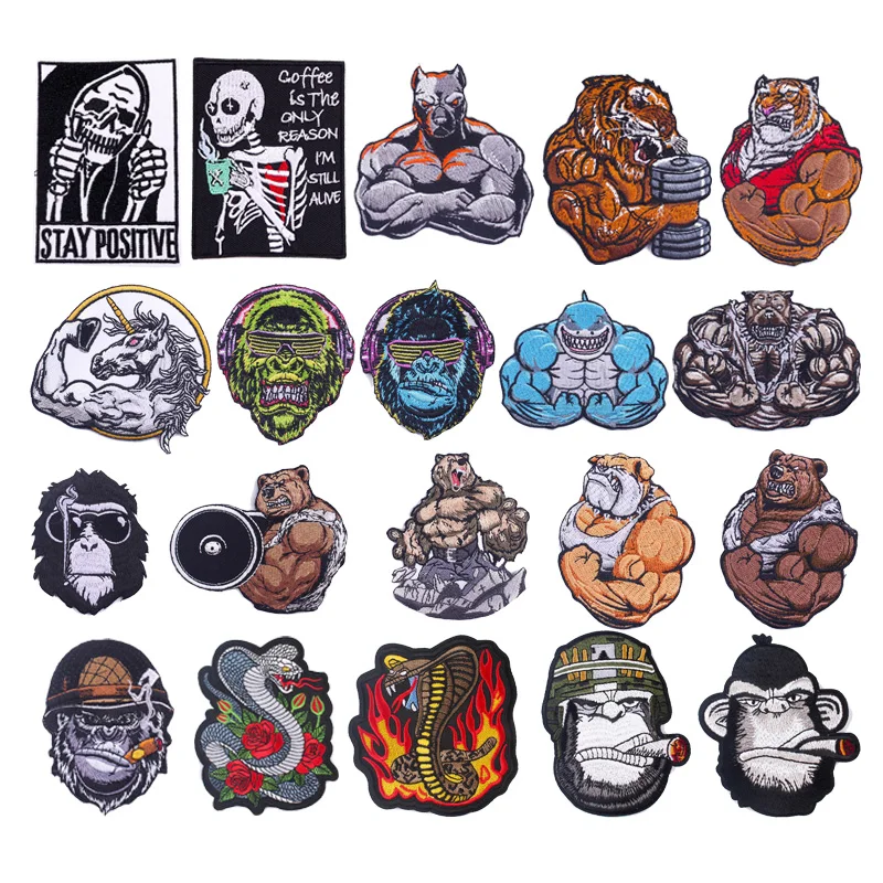 

Punk-style Gorilla Embroidery Bag, Accessory Badge, Cartoon Eye Snake, DIY Jacket with Backpack Hook and Loop Patch Pasting