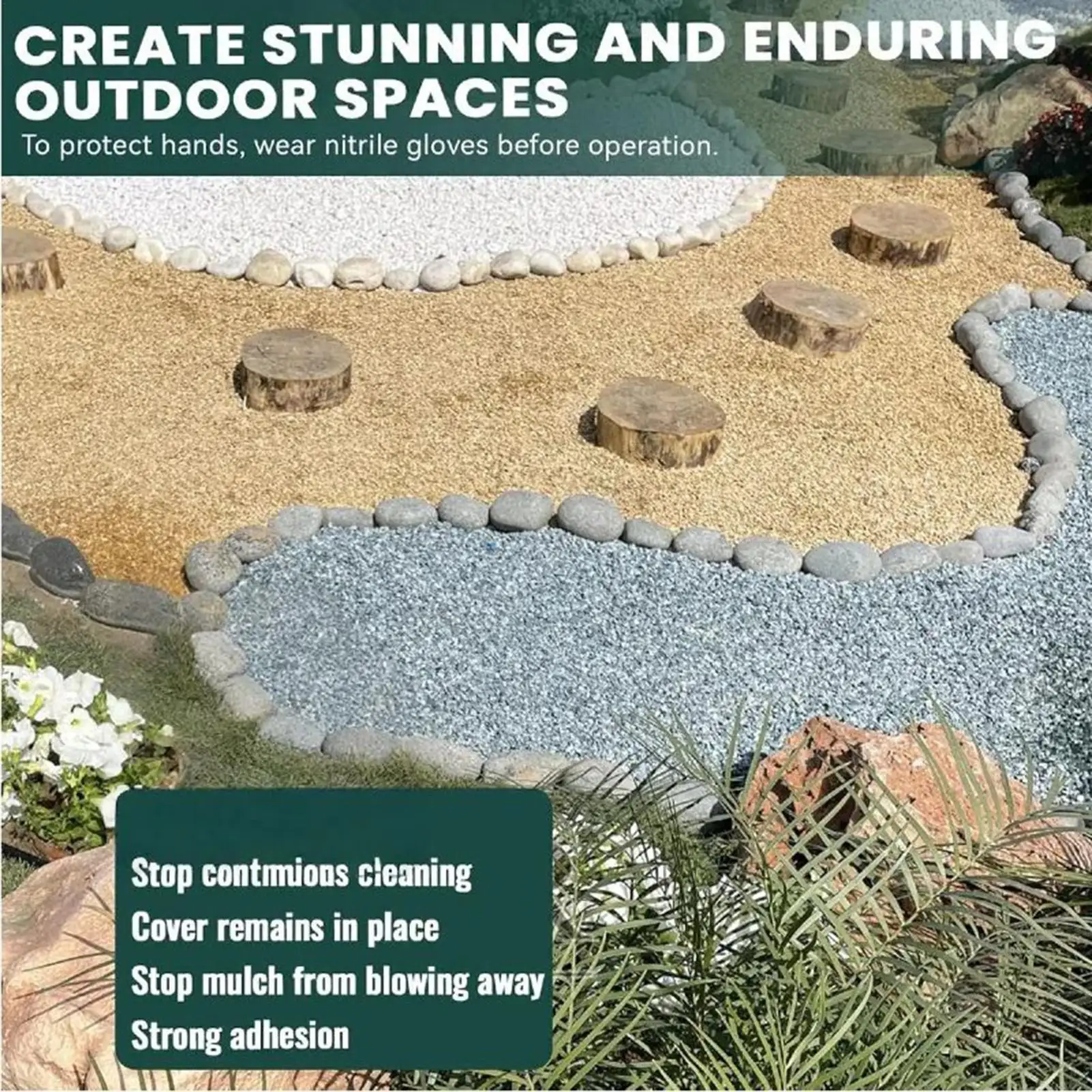 Rock Glue Gravel Glue Landscaping Strong Stone Adhesive rapid Slip-resistant curing for Coverage Yards Pebbles Patios Walkways