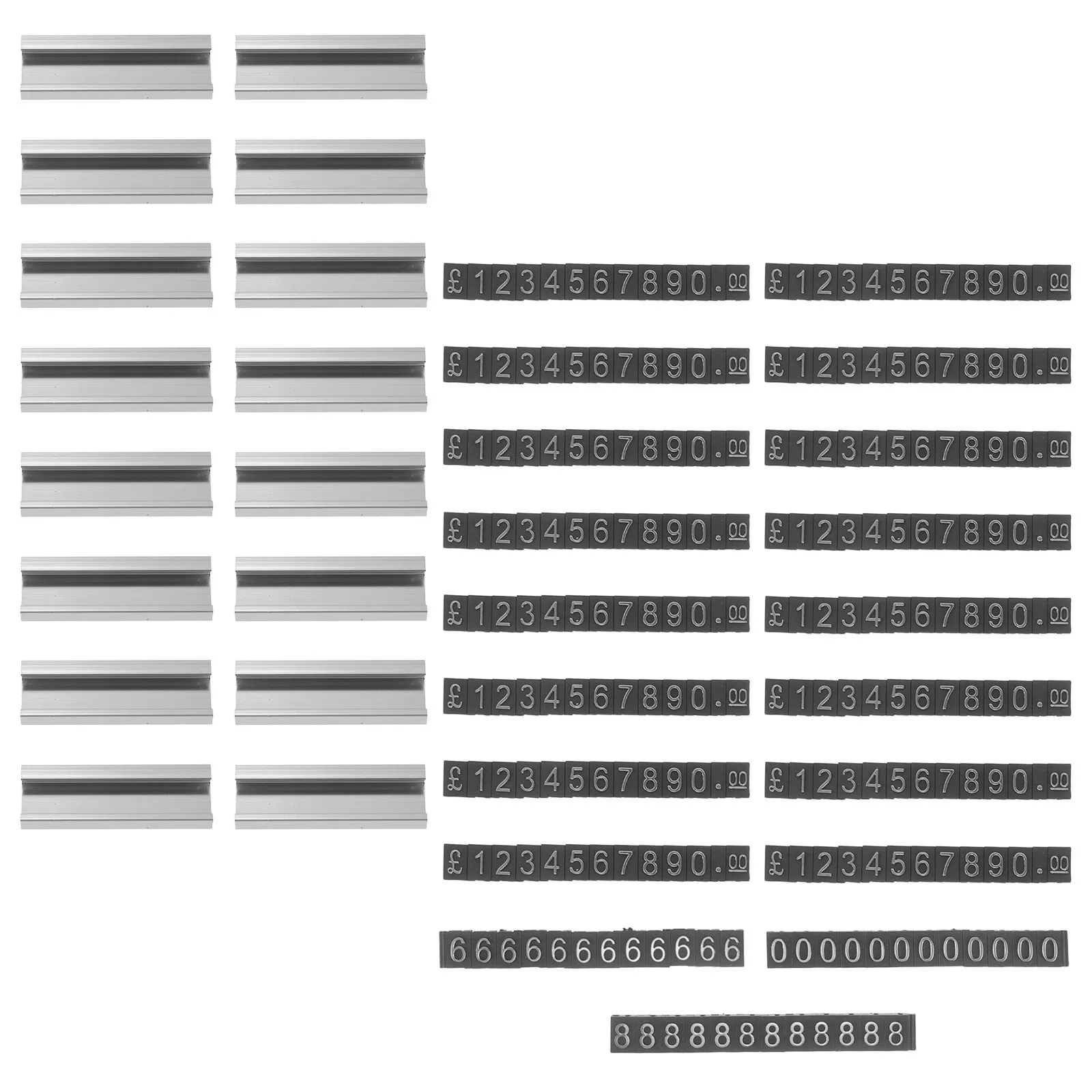 16Sets Jewelry Price Tags Adjustable Aluminum Display Stand Crystal Clear Retail Price Label Holder for Shop Boutique Counters