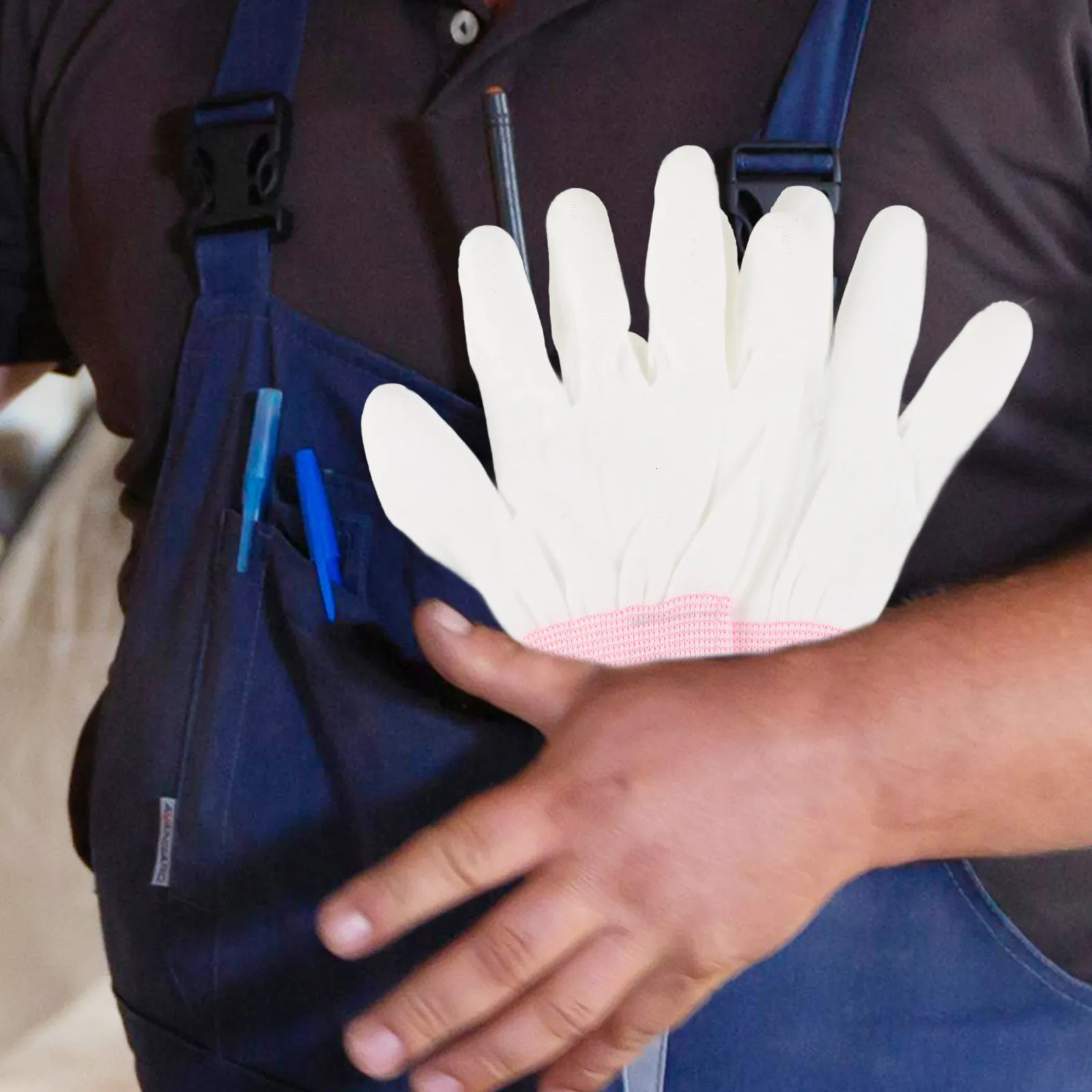 

12Pairs PU Coated Nylon Gloves Quilting Anti Static Safety Work Gloves Lightweight Comfortable for Electronics Lab Hospital