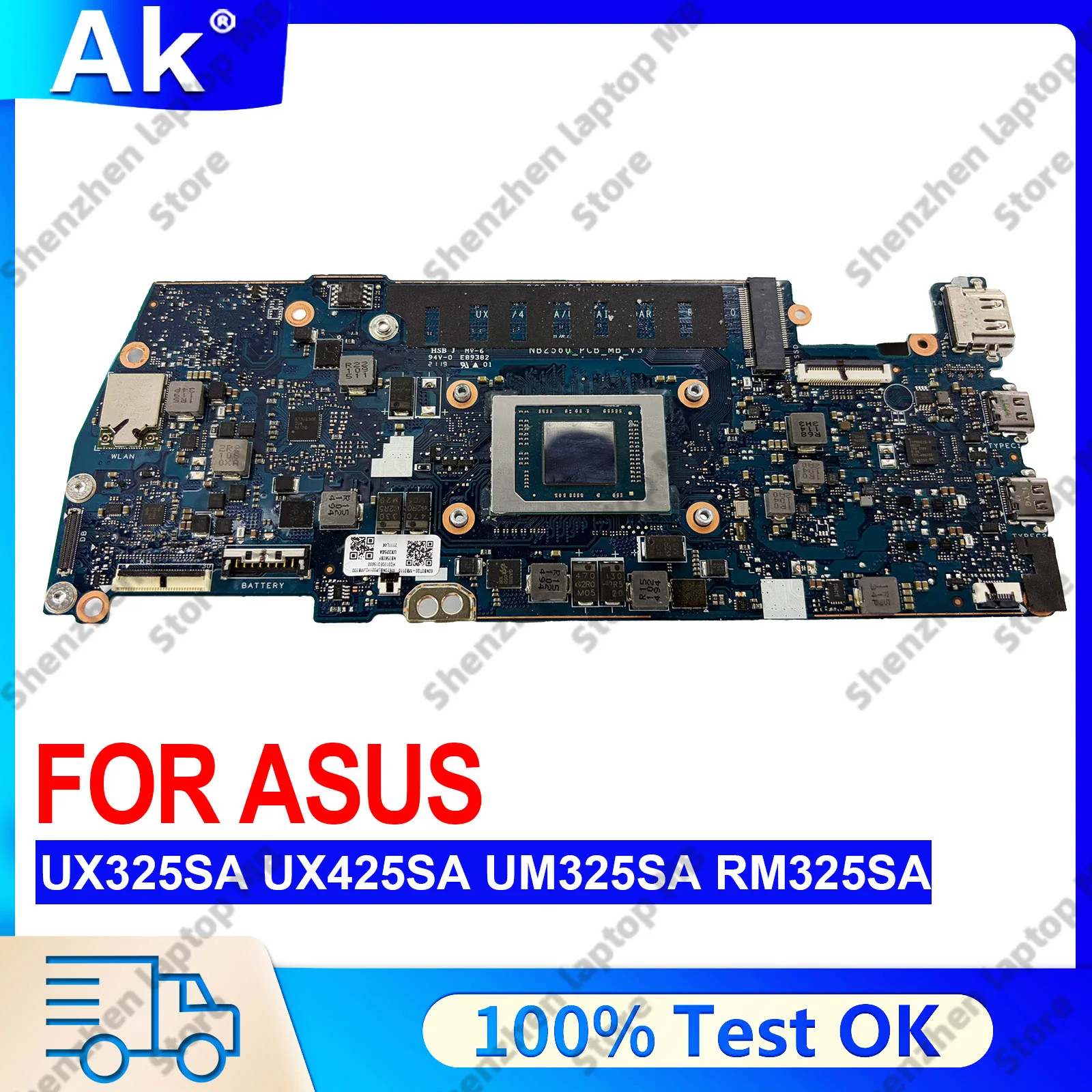 

UX325SA Laptop Motherboard For ASUS ZenBook UX325S UX325SA U3700U U4700U Notebook Mainboard With R3 R5 R7 CPU 100% tests OK stk