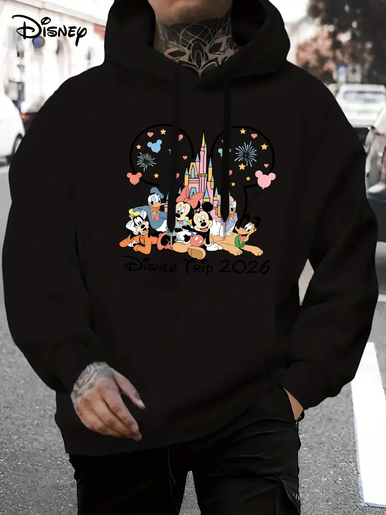 

2026 мужские толстовки с капюшоном Disney Castle Mickey Friend, женская толстовка, пуловер унисекс, осенне-зимняя флисовая куртка с капюшоном, большие размеры