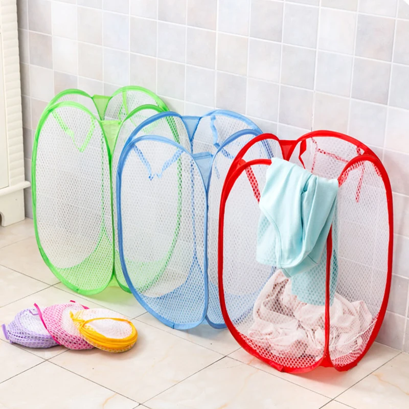 Folding Laundry Hamper Cartoon Pop Up Basket Open Mesh Laundry Dirty Sorting Basket Kids Toys Sundrie Home Storage Box Pouch