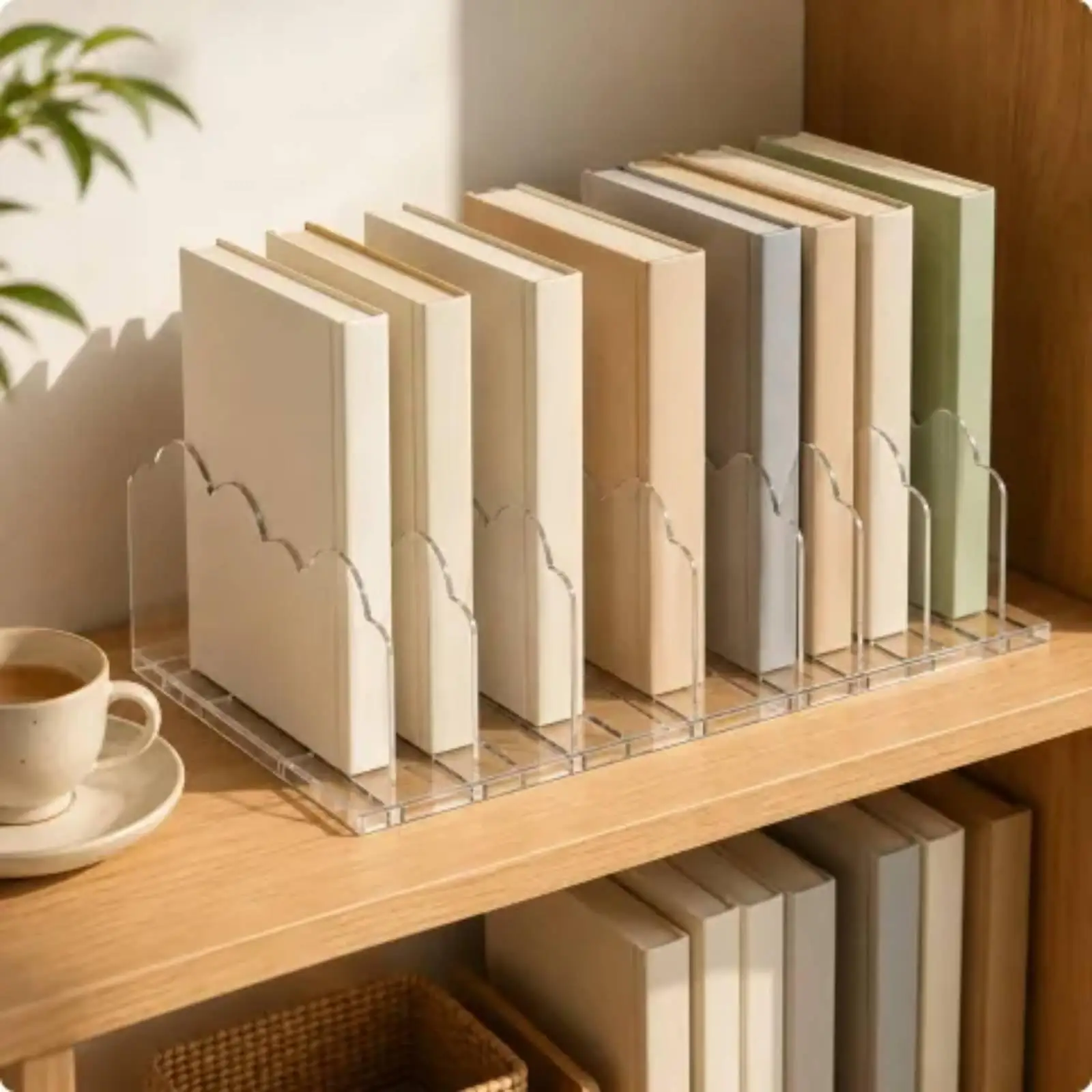 Modular Shelf Organizer with Snap-in Dividers Adjustable Transparent Divider Easy to Install Organizer Rack for Bookshelf