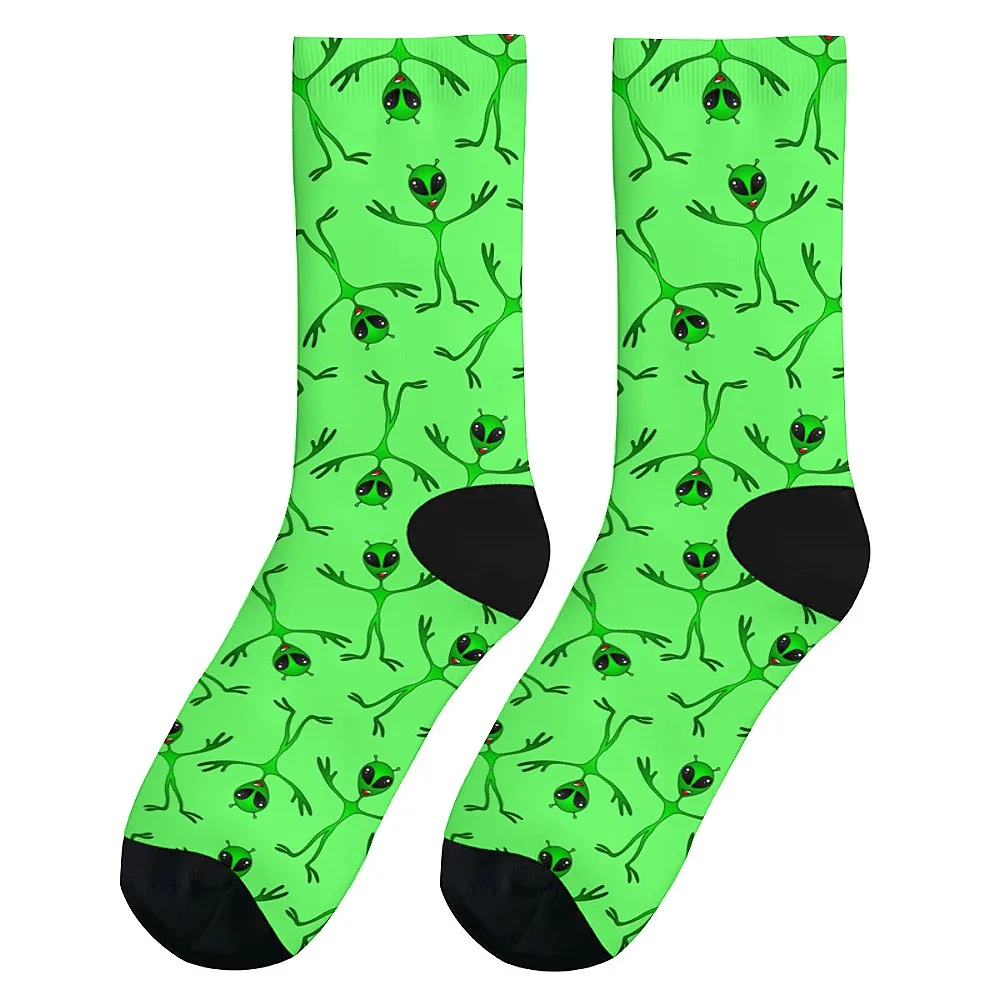 

Cool alien style Versatilemen's novelty midtube socks fashionable and cute versatile style breathable and warm perfect gift