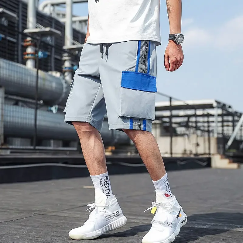 Men\'s Cargo Shorts Baggy Homme Front Pocket Vintage Nylon 2024 Fashion Luxury Casual Cotton Y2k Male Bermuda Short Pants