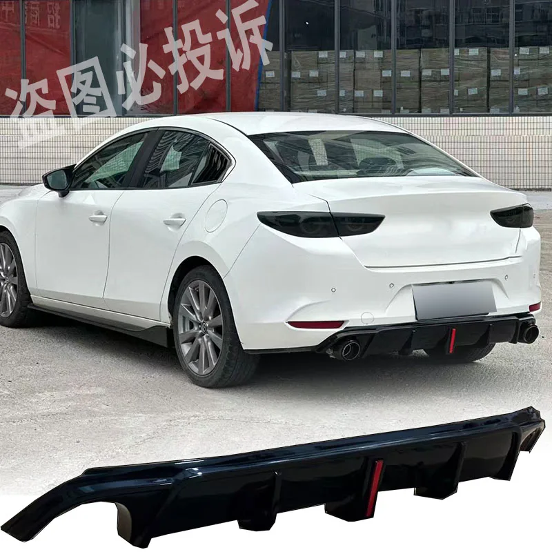 

rear diffuser with red LED light body kit rear bumper lip ABS/carbon fiber appearance For Mazda 3 Axela 2020-2024 MP style