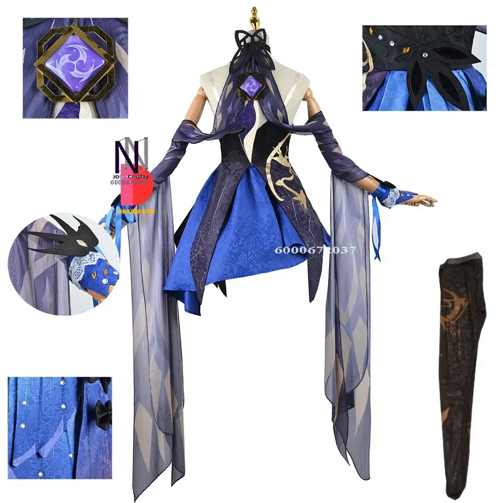 

Genshin Impact Game Keqing New Skin Cosplay Costume Uniform Wig Chinese Style Halloween Opulent Splendor Outfit Full Set Fashion