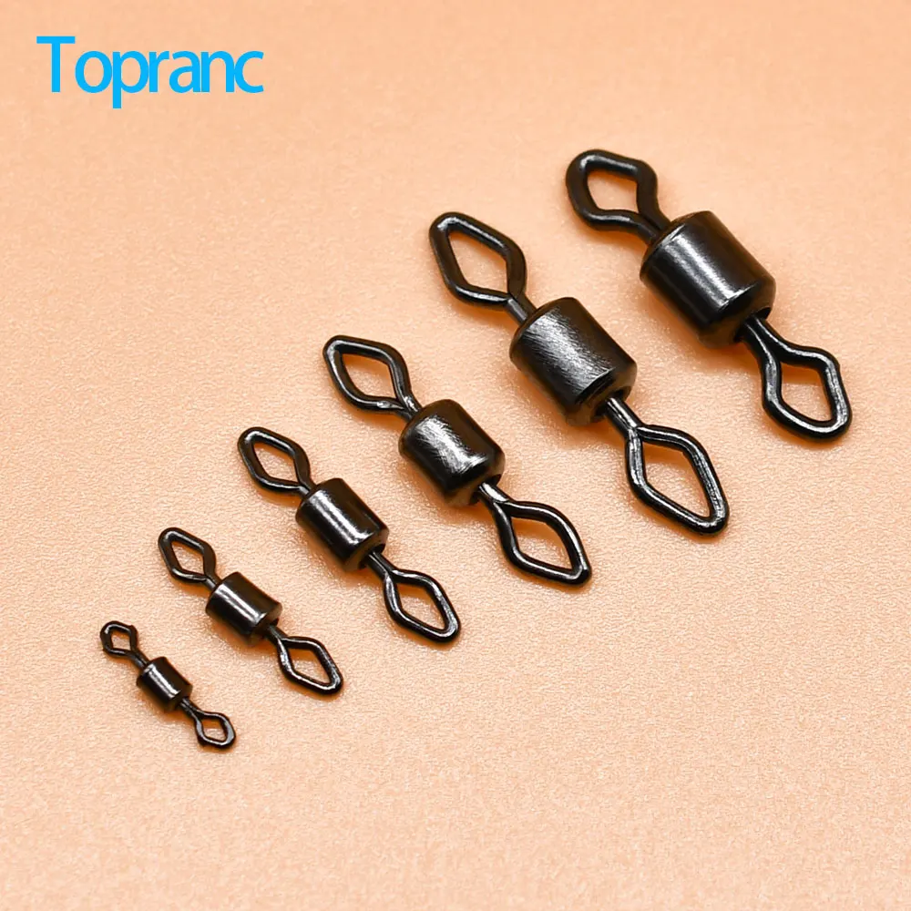 Topranc Eight Character Ring Diamond-shaped Strong Swivel Black Connectors - Bearing Swivel - Fishing Strong Line Connector