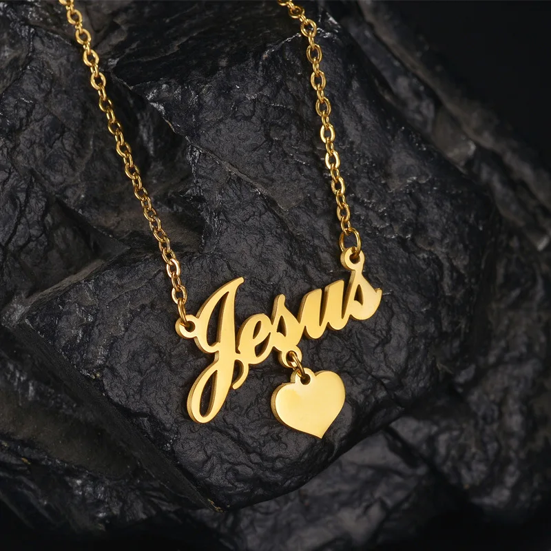 

New Customized Name Female Necklace Stainless Steel Smooth Heart Pendant Chain Personalized Letter Choker Nameplate Jewelry