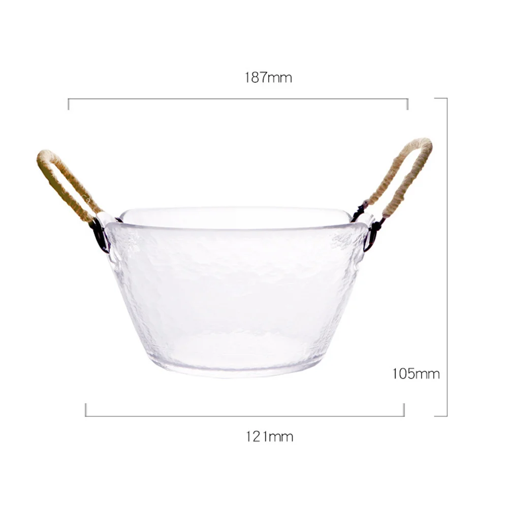 وعاء سلطة إبداعي بمقبض بكلتا الأذنين، مادة زجاجية، تجمعات عائلية، حفلات الزفاف، الحانات، المطاعم، الاستخدامات الواسعة