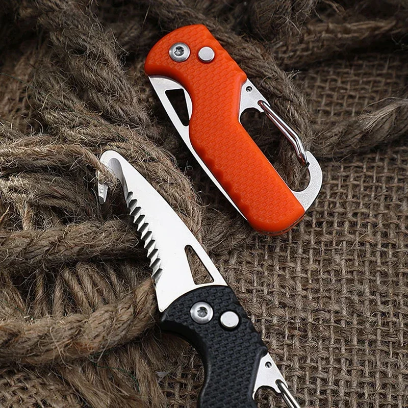 Portable Multi-functional Parcel Knife Keychain Serrated Hook Carry-on Unpacking Emergency Survival Box Opener